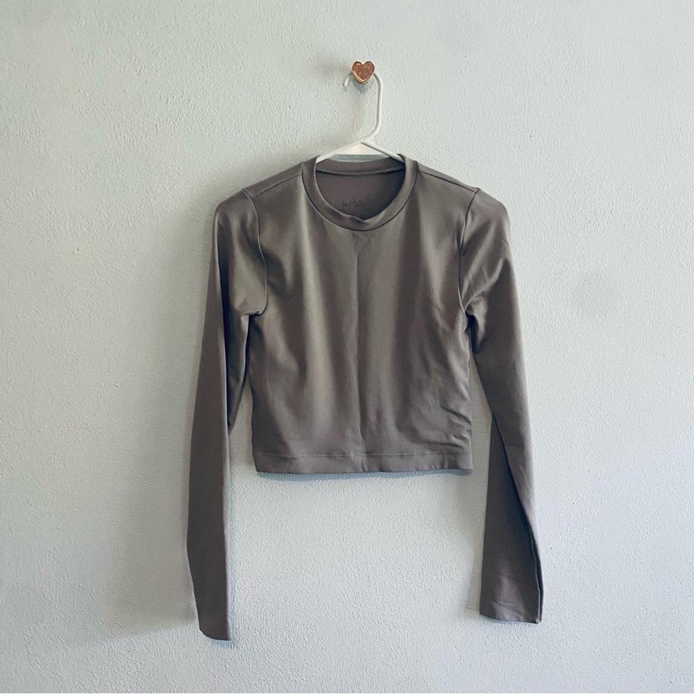 Just Polly Purple Fitted Cropped Long Sleeve Tee
